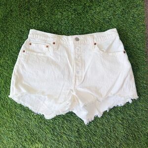 Levi’s 501 White Cutoff Shorts High Rise Button Fly W29 Raw Hem Denim